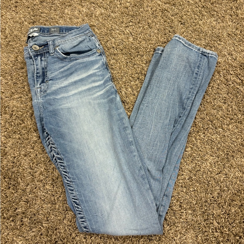BKE Blue Skinny Jeans with Vintage Wash